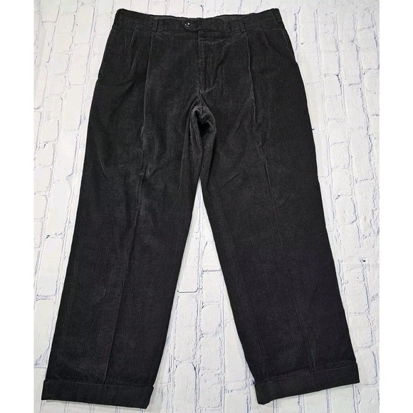 Jos A Bank Executive Collection Black Corduroy Pleated Cuffed Pants MENS 40X29 - Picture 1 of 10